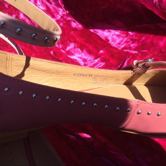New Coach Jody Pink Studded Leather Flats - Picture 7 of 8